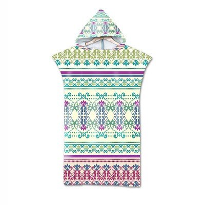 Havlu-toalla con capucha portátil para adultos, capa de toalla de playa con Poncho, estampado geométrico de microfibra, para bañera para nadar, toallas de baño: H Towel Poncho