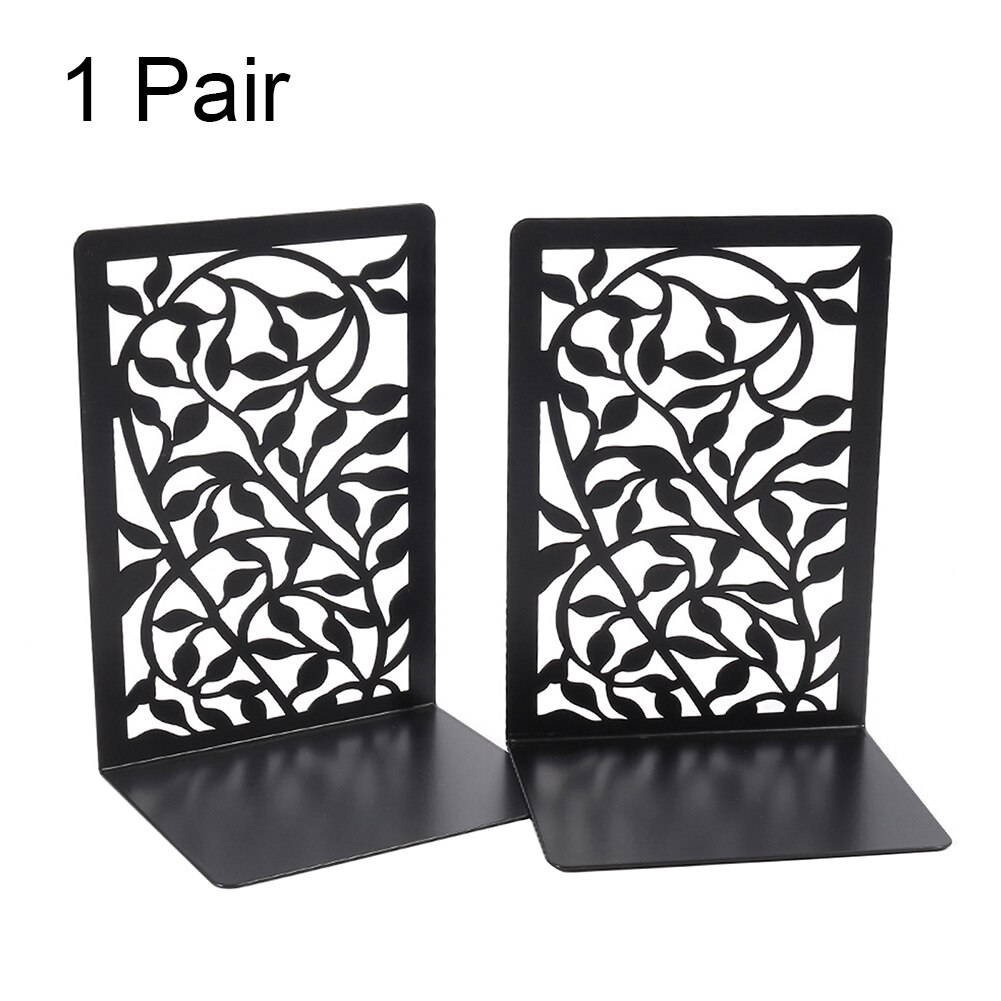 1pair Black Nordic Style Study Holder For Shelves Stoppers Support Home Office Non Slip Storage Heavy Duty Iron Bookend: A