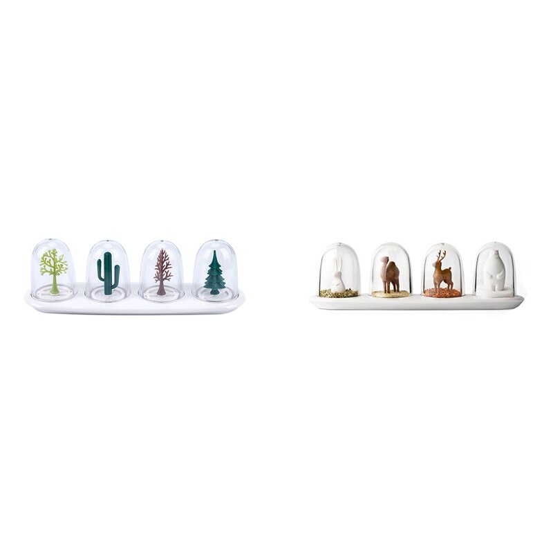 8Pcs Kitchen Supplies Four Seasons Plant/ Four Animal Spice Jar Seasoning Bottle Salt Sugar Pepper Shaker Cooking Tools: Default Title