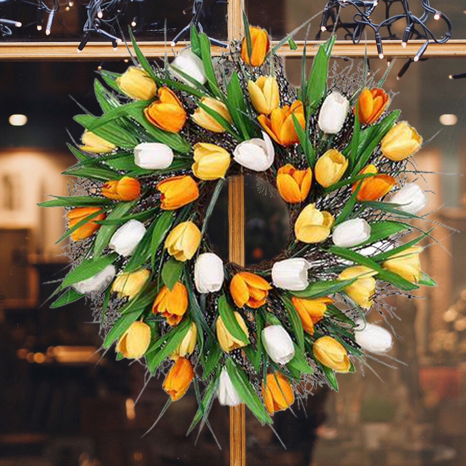 Tulip Wreath 12 Inch Wreath For Front Door Spring Summer Fall Wreaths All Year Around For Outdoor Indoor Door Wall Window