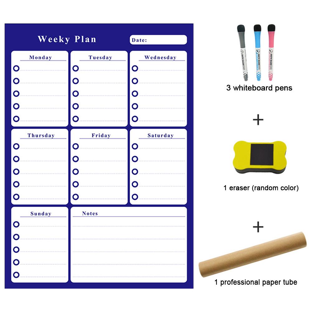 Magnetic Daily Weekly Monthly Planner Whiteboard Fridge Magnet Flexible Daily Message Drawing Refrigerator Calendar White Board: Weekly schedule 2