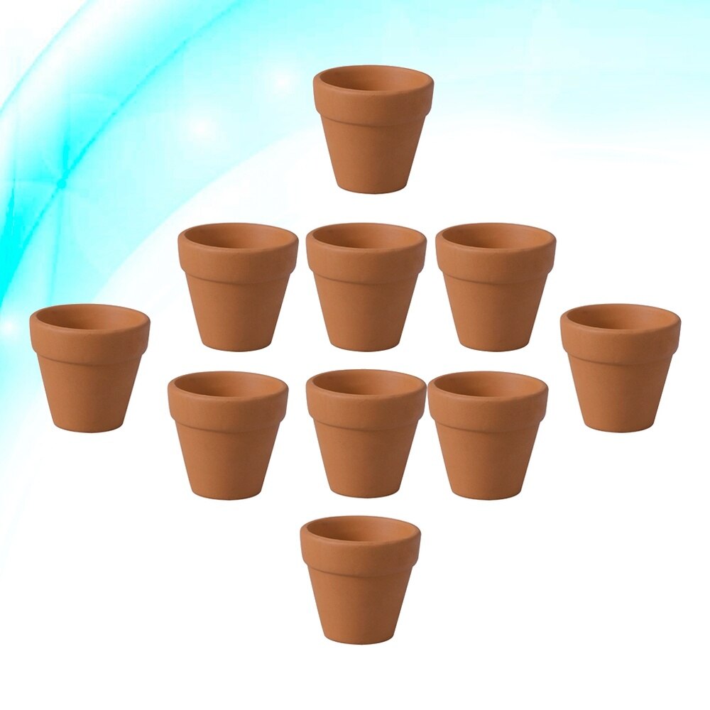 12Stck 3x3cm Kleine Mini Terrakotta Topf Tonne Keramik Keramik Pflanzer Kaktus Blumentöpfe Sukkulenten Kindergarten Töpfe Ideal für Pflanzen Cr