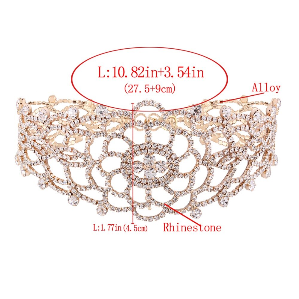 Sexy Luxe Hollow Rhinestone Crystal Choker Ketting Elegante Bruiloft Sieraden Accessoires Voor Vrouwen Chocker #228747