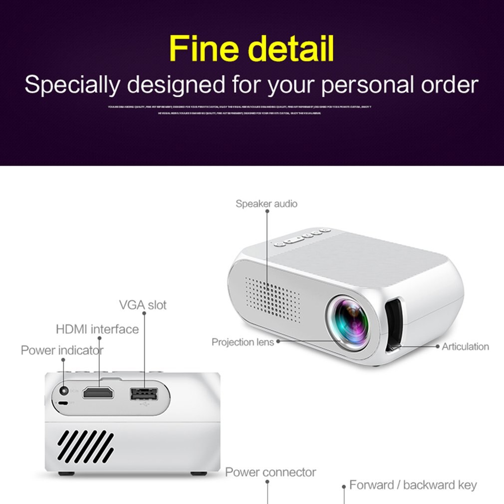 YG320 casa Mini proyector escritorio con reparto de apoyo Multimedia, los documentos de soporte Multi-Languauge 1080 cine en casa