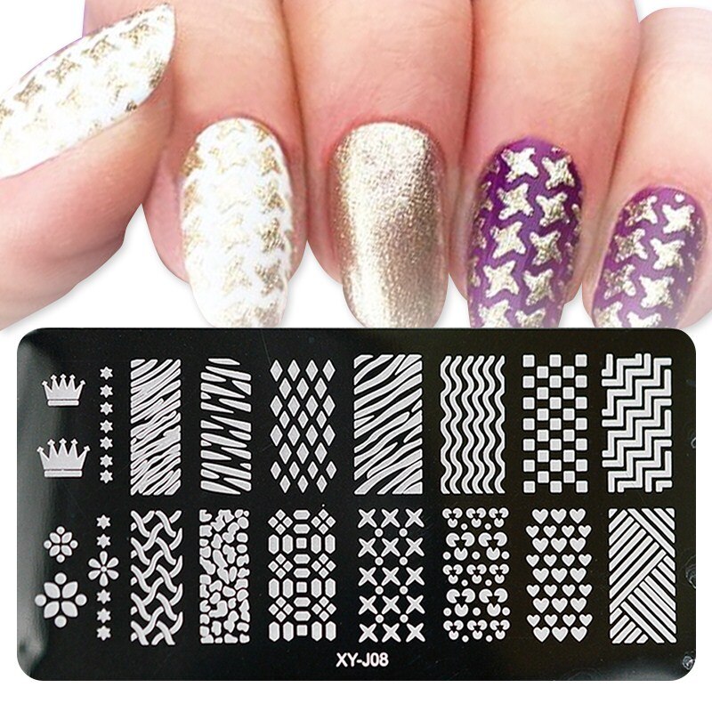 1 pièces lèvres/vague Nail Art estampage Image modèle plaque acier inoxydable bricolage timbre polonais impression pochoirs manucure outils LAXYJ10: XY-J08