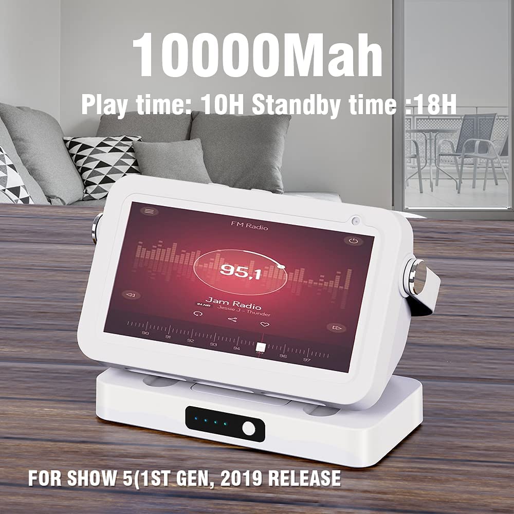 Echo Show 5 Battery Stand Portable Wireless Charger Power Bank Smart Display Speaker Battery Base for Echo Show 5 Desktop Stand