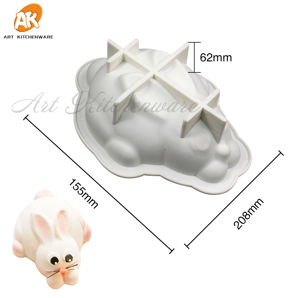 3d påskehare/kanin silikoneforme fondant kageform gør-det-selv chokolade bageværktøj forme kagedekoration tilbehør bageforme