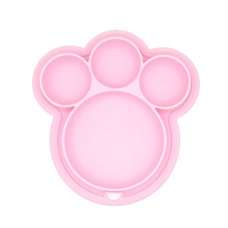 Baby Siliconen Plaat Food Grade Leuke Baby Zuig Voederen Kom Cartoon Bear Paw Vorm Training Servies Peuters Kids: 01