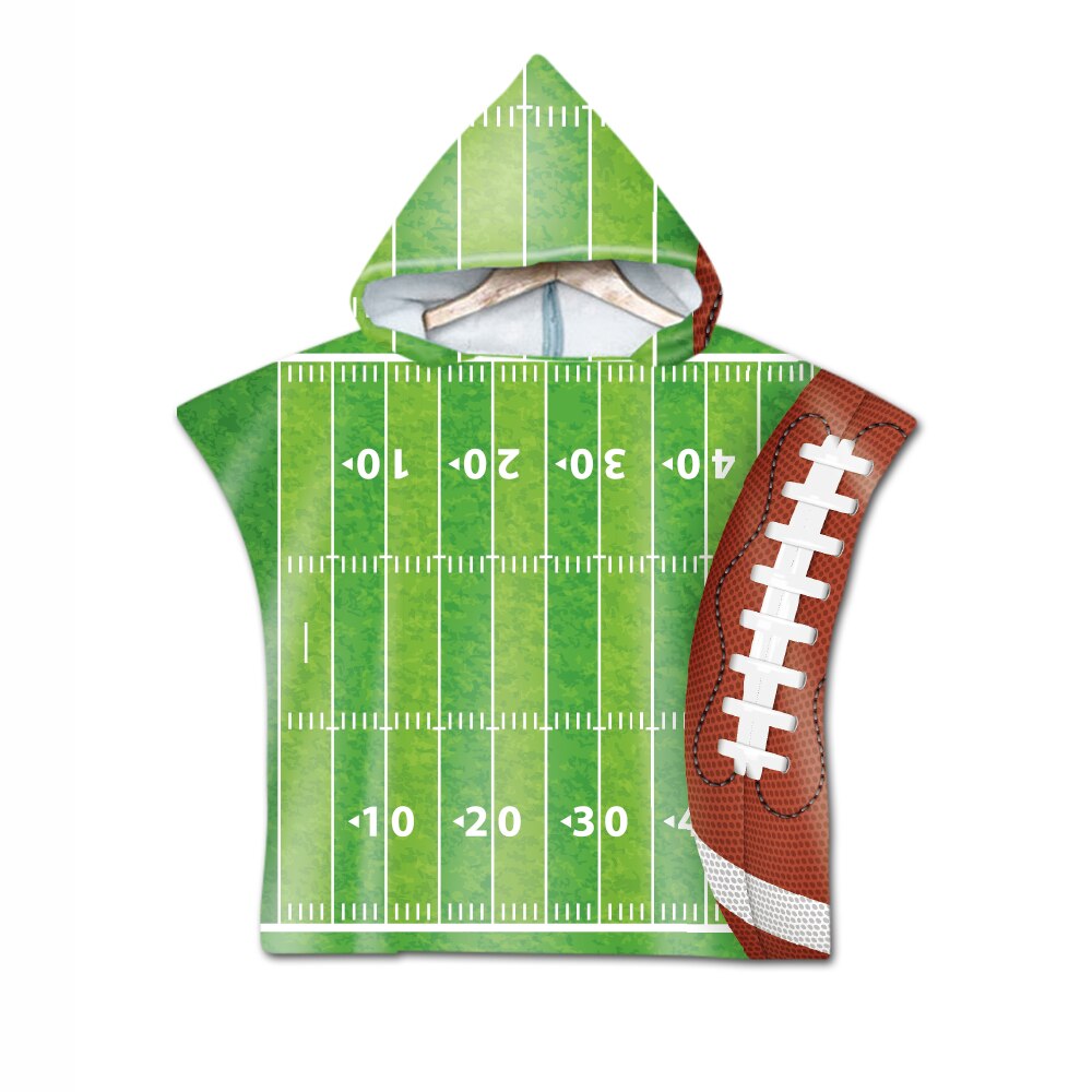 Novelty Sport American Football Rugby Baby Kids Kinderen Hooded Handdoek Zwembad Zwemmen Bad Strand Poncho Handdoek Cape