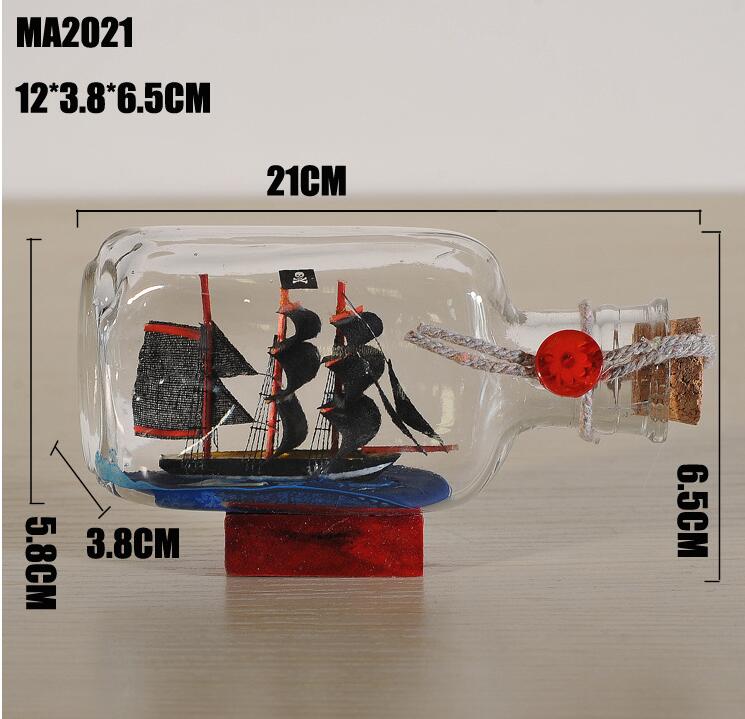 Home Decor Mini Sailing Pirate Boat Ship Small Wood Cork Glass Drift Charm Wishing Bottle Vial Valentine's Day