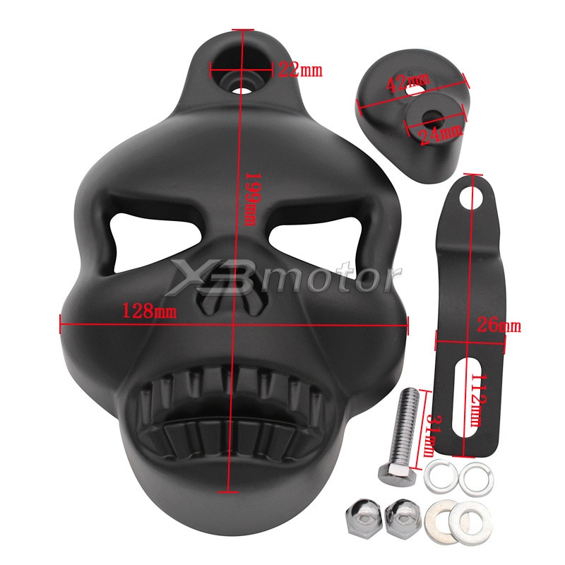 Moto noir/Chrome billette aluminium crâne corne couverture pour Harley Softail Dyna Electra glisse route roi