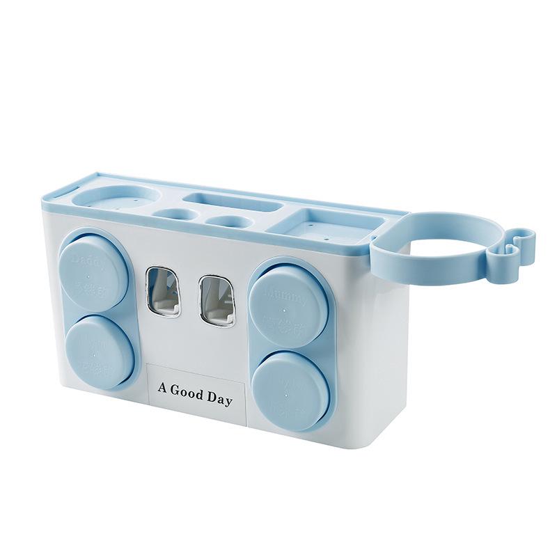 Muur Gemonteerde Tandenborstelhouder Tandpasta Tube Squeezer Tandpasta Houder Tandpasta Dispenser Badkamer Accessoires Badkamer Set: BLUE