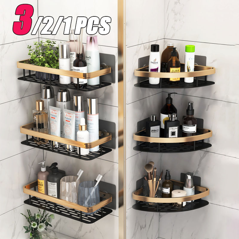 1-3 Stück Badezimmer Eck Regal Nagel freie Dusche Organizer Zauberstab Montage Raum Aluminium Regal Schlecht zubehör