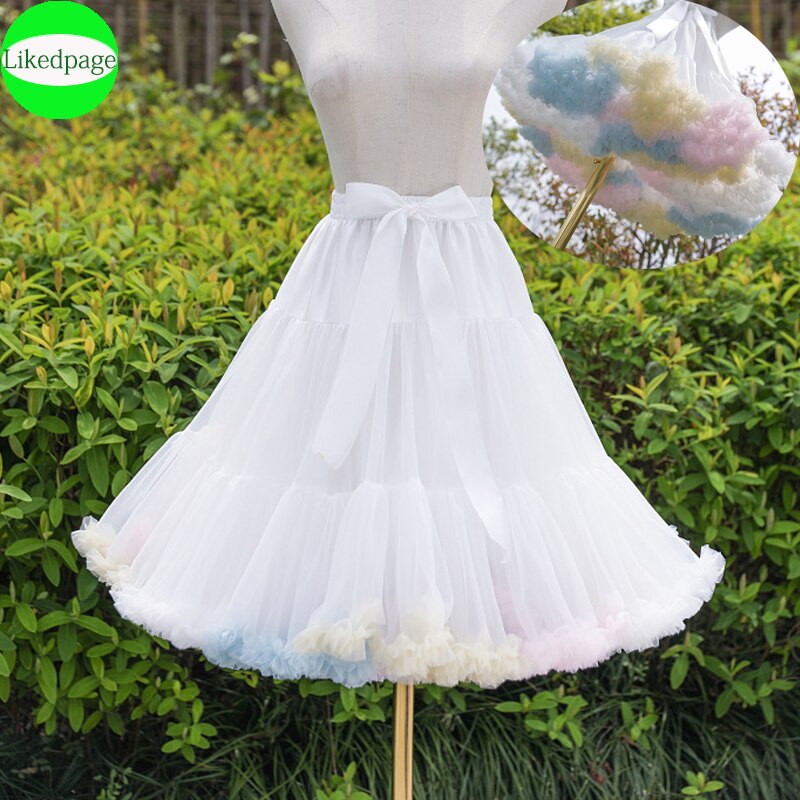 Lolita-vestido con tutú De tul blanco para Mujer, Falda con tutú, Falda De tutú, Falda esponjosa: Default Title