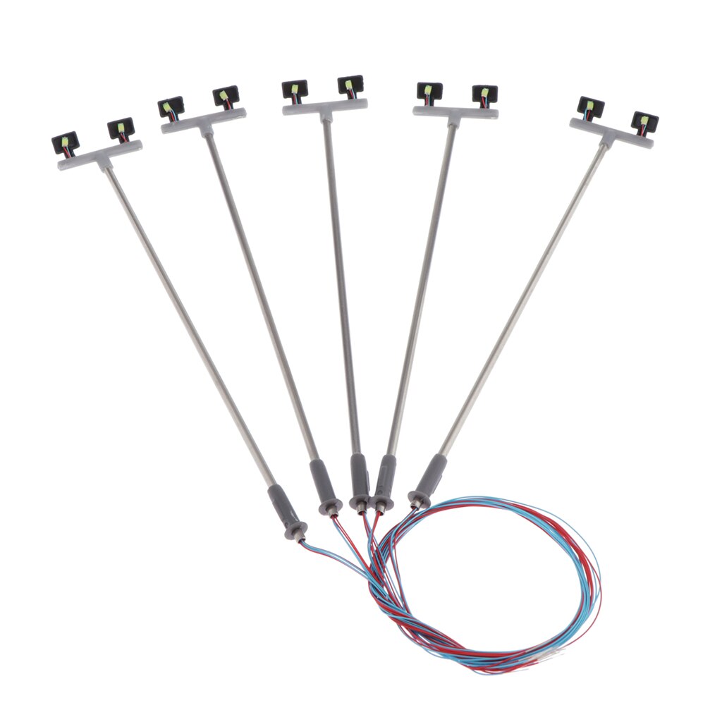 5pcs Mini Model Railway Train Lamp Post LED Street Lights HO Scale 1:87 Garden Landscape Lights: B
