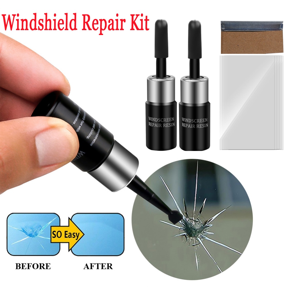 2 Stuks Auto Voorruit Reparatie Tool Vensterglas Vulstoffen Lijmen Afdichtingsmiddelen Curing Lijm Auto Glas Kras Crack Herstellen Kit