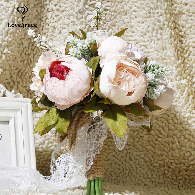 Bruiloft Bloem Bruidsboeket Silk Rose Wit Roze Hand Houder Bruidsboeket Flore Voor Bruidsmeisjes Wedding Mariage Accessoires