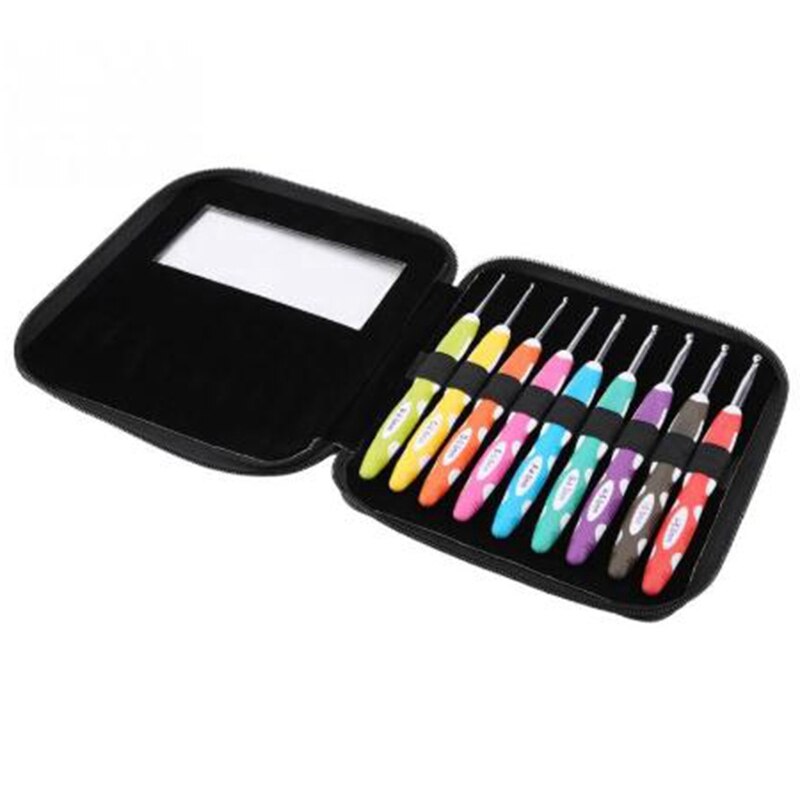Ensemble de crochets de Crochet 9 pièces | Outils de tricot, aiguilles lisses, kit d'outils de Crochet ergonomique, outils de couture pour le bricolage, fil