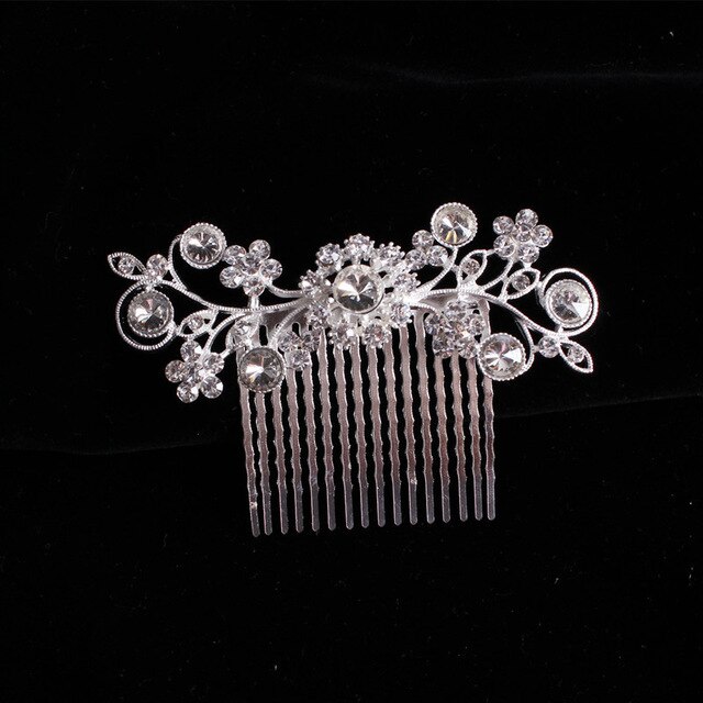 Peigne pour coiffure de mariée, magnifique accessoire de cheveux, à clips, bijoux avec perles, ornements de cheveux: 01-e