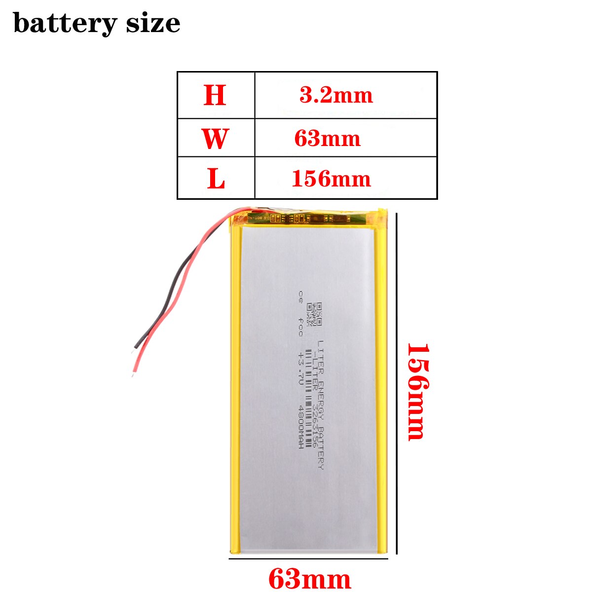 3.7V 3263156 4800MAH Rechargeable li Polymer Li-ion Battery For 8 inch 9inch Tablet PC CHUWI Hi8 hi8 pro xv8 DVD DVR