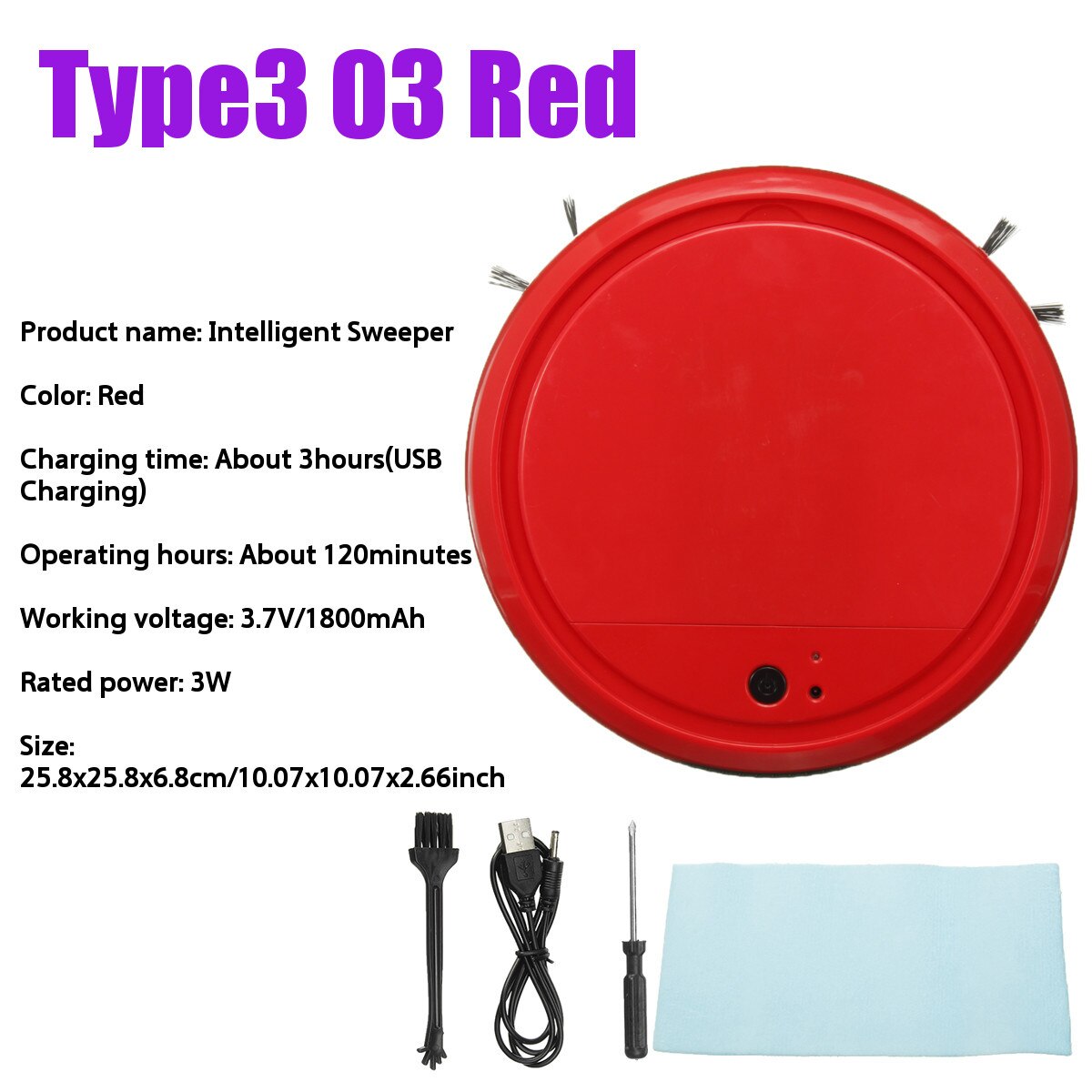 7 Stijlen Volautomatische Smart Robot Stofzuiger Usb Opladen Vegen Robot Droge En Natte Mop Uv Desinfectie Cleaner: Type3 03 Red