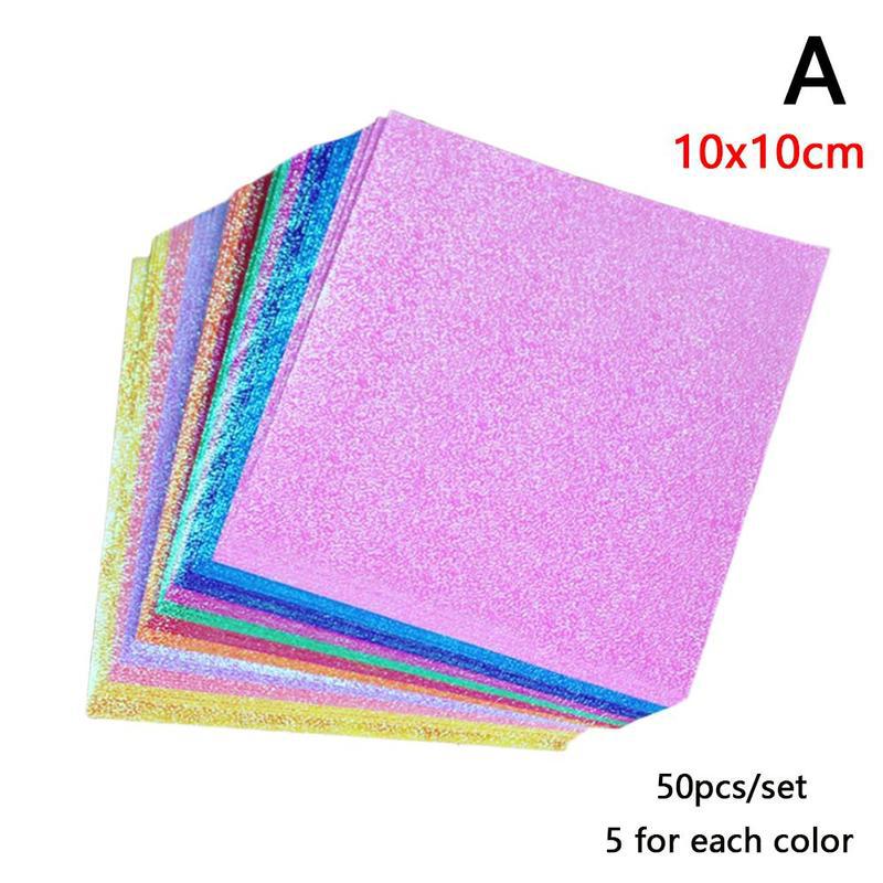 50 Stks/set Vierkante Origami Papier Glitter Origami Shining Kleur Effen Folding Craft Voor Kinderen Scrapbooking Papers T8C8: A