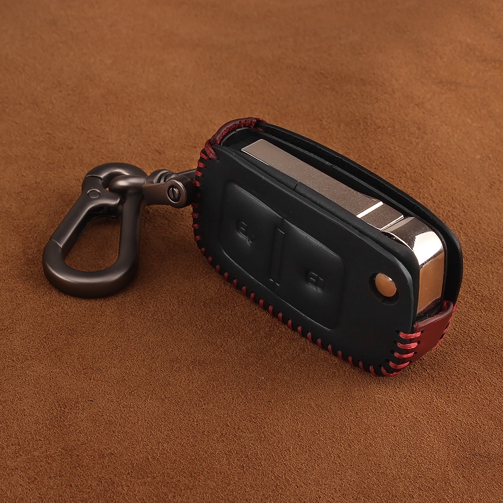 KEYYOU Leather Car Key Case Remote Key Cover For VW Volkswagen Amarok Polo Golf MK4 Bora Jetta Altea Alhambra Fob Key
