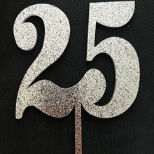 1 Pcs Leuke Glitter Nummer Zilver 25 Goud 50 Verjaardagstaart Toppers Acryl Taart Decoraties voor Verjaardag Anniversary Party Gunsten
