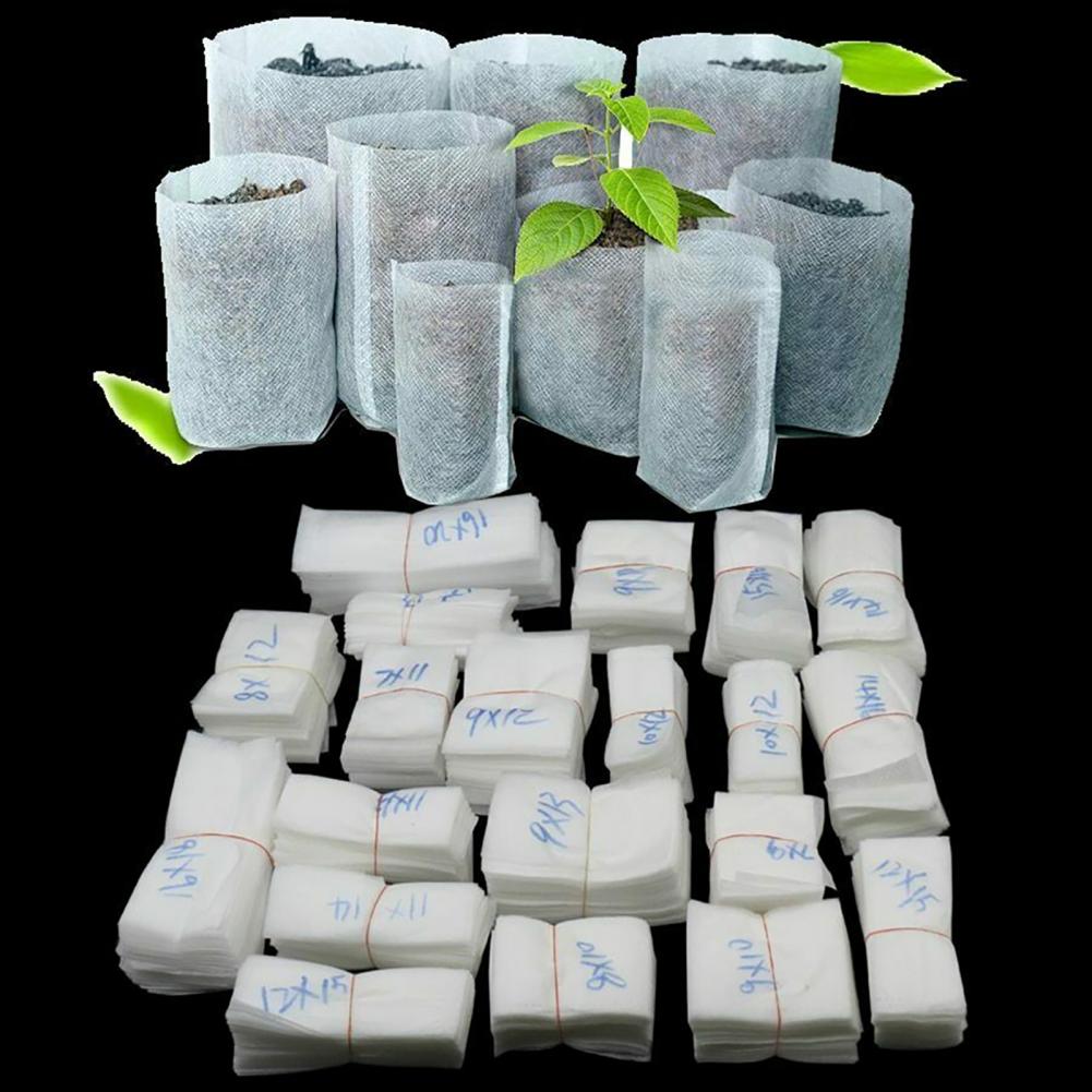 100Pcs Eco-Friendly Ventilate Bag Biodegradable Nonwoven Fabric Nursery Plant Grow Bags Seedling/Growing Planter Planting Pots
