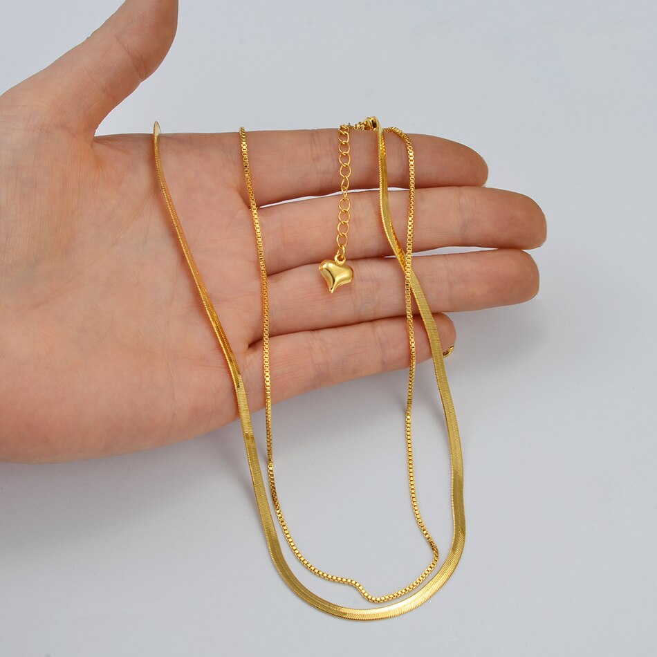 Anniyo cuore doppia catena collane donna serpente catena gioielli africani arabi mediorientali ornamenti Dubai regalo di nozze #200125