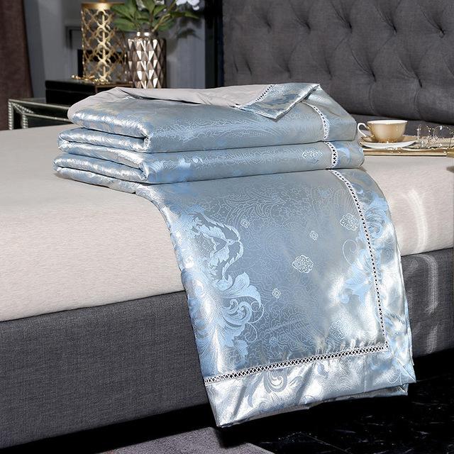 47 bomuldssilke jacquard forårs- og sommerbetrækstæppe luksus silkebløde tæpper fremhæver elegancen af sengen, der dekorerer soveværelset: Farve 1 / 200 x 230cm