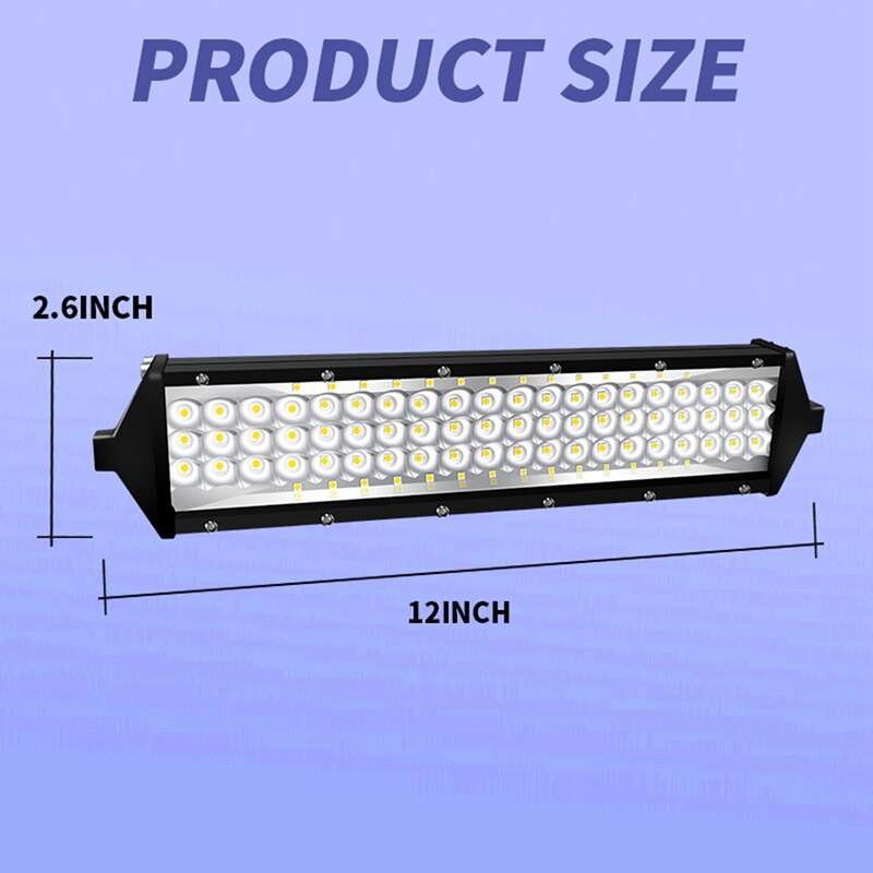 12 Inch LED Light Bar Five Row Spot Flood Combo Beam Work Lights Off Road Driving LED Fog Lights for ATV/UTV/Truck/Boat