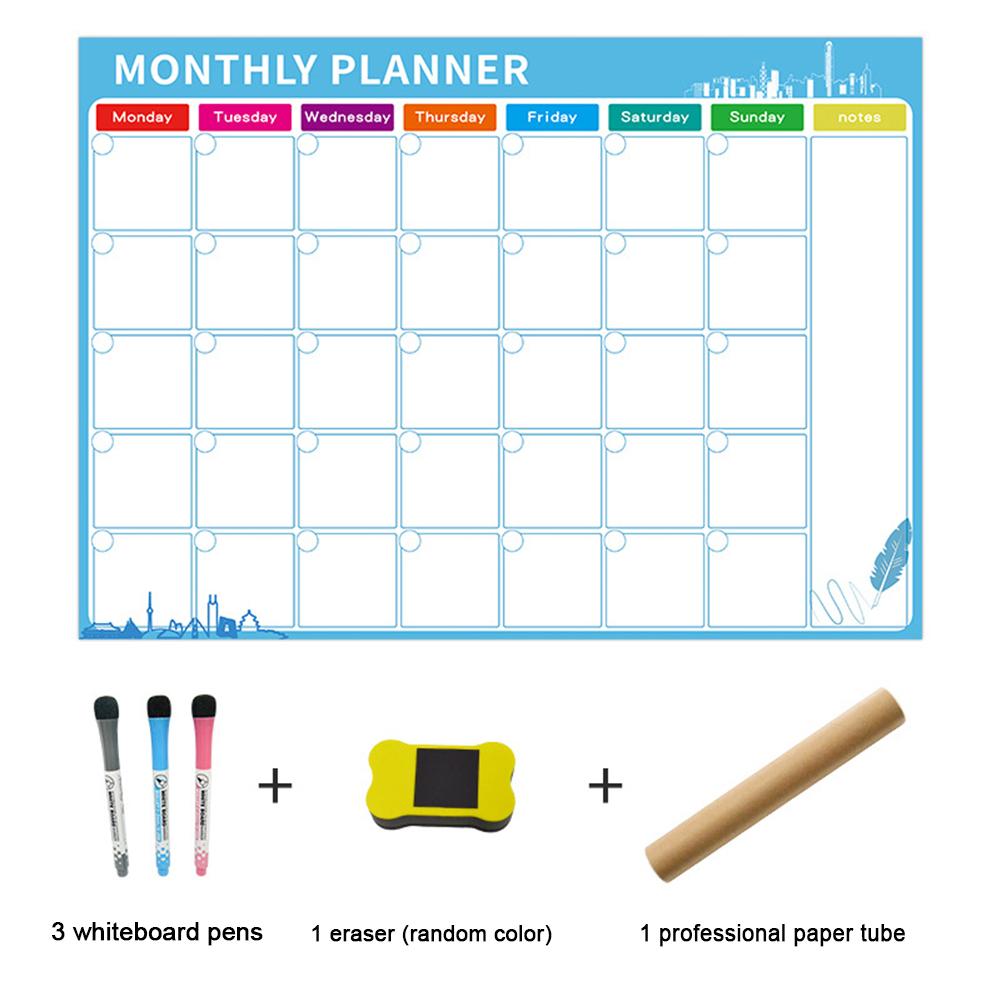 Dry Erase Calendar Kit- Magnetic Calendar for Refrigerator - Monthly Fridge Calendar Whiteboard with Magnet 3 Marker 1 Eraser: Red