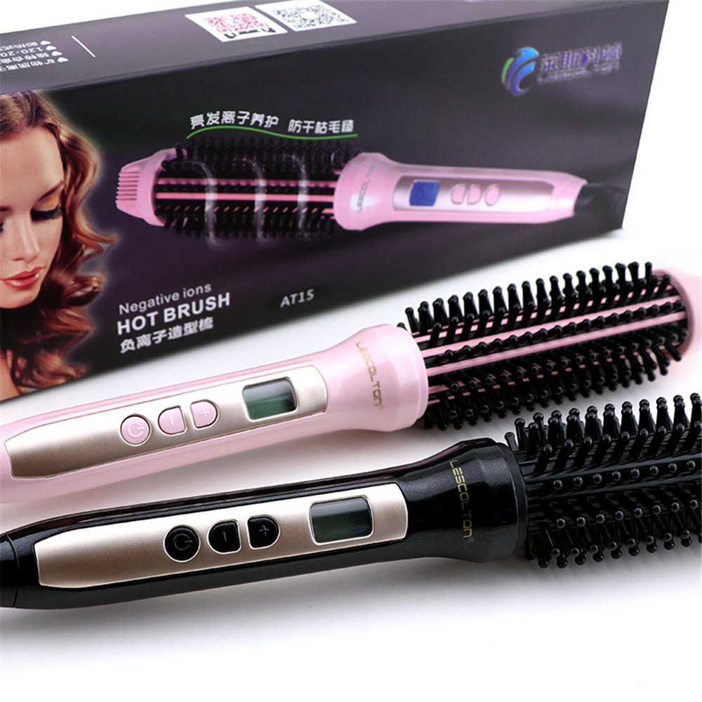 LESCOLTON Display 2 In 1 Ceramic Hair Straightener Comb Hair Curler Curling Roller Beauty Care Iron Brush Comb