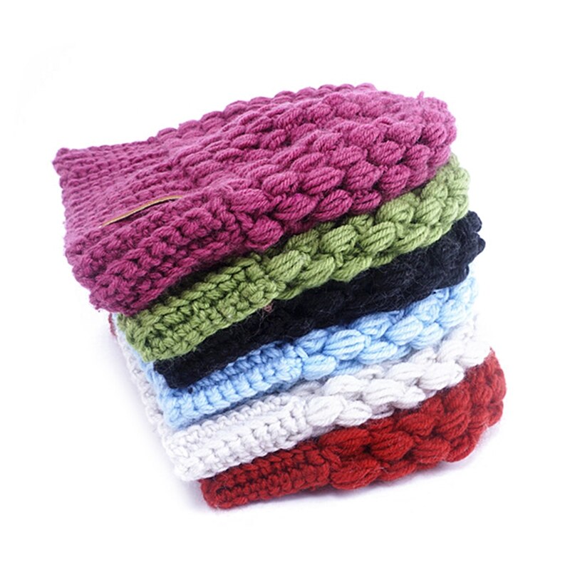 Winter gebreide mutsen winter dames muts dames meisjes stretch gebreide muts met label rommelige knot paardenstaart muts met gaten warme mutsen mutsen