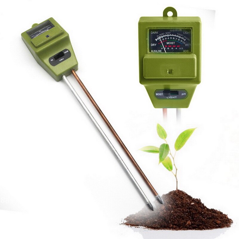 3 in 1 Soil pH Meter Soil Moisture Tester Soil Moisture pH Analyzer Temperature Sunlight Intensity Measuring Instrument: Green Square