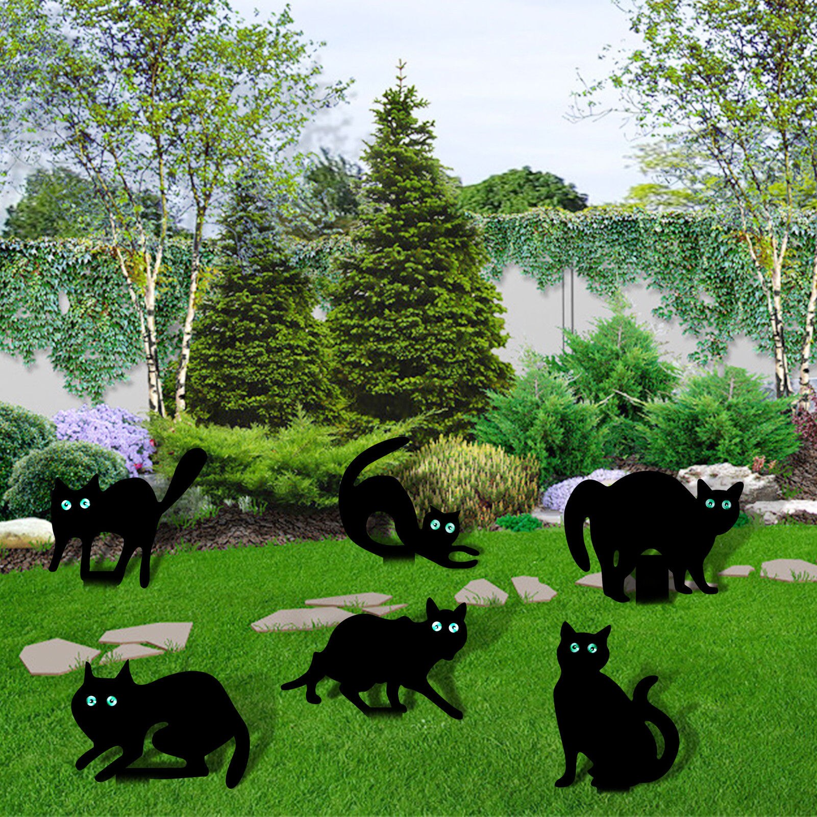 Black Cat Silhouette Stake Yard Art Acrylic Garden Decoration Cat Crafts Lawn Ornament For Courtyards Backyards Lawns Gardens