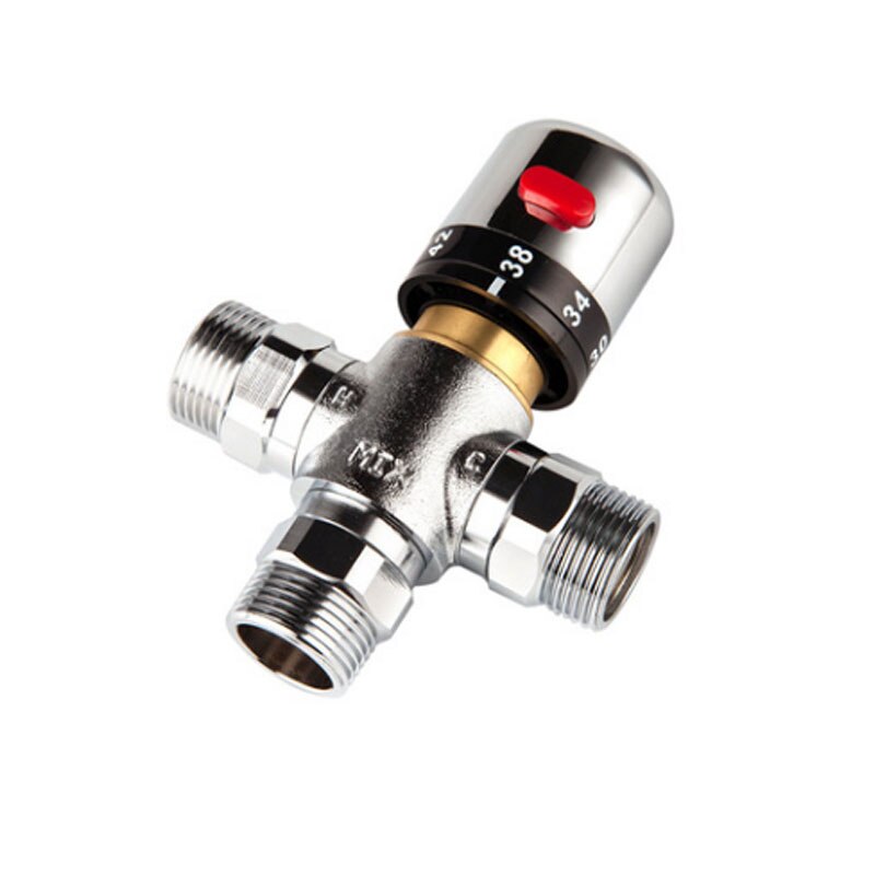 Solar Water Heater Thermostatic Mixer Valve Brass Chrome Bathroom Faucet Temperature Mixer Control DN15/20/25 Faucet Valve