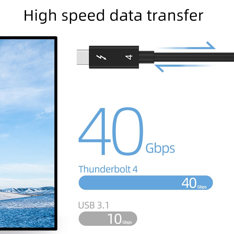 Real Thunderbolt 4 Kabel 40Gbps Voor Thunerbolt 4 Dock Station Thunderbolt4 Male Naar Thunderbolt Man Cord