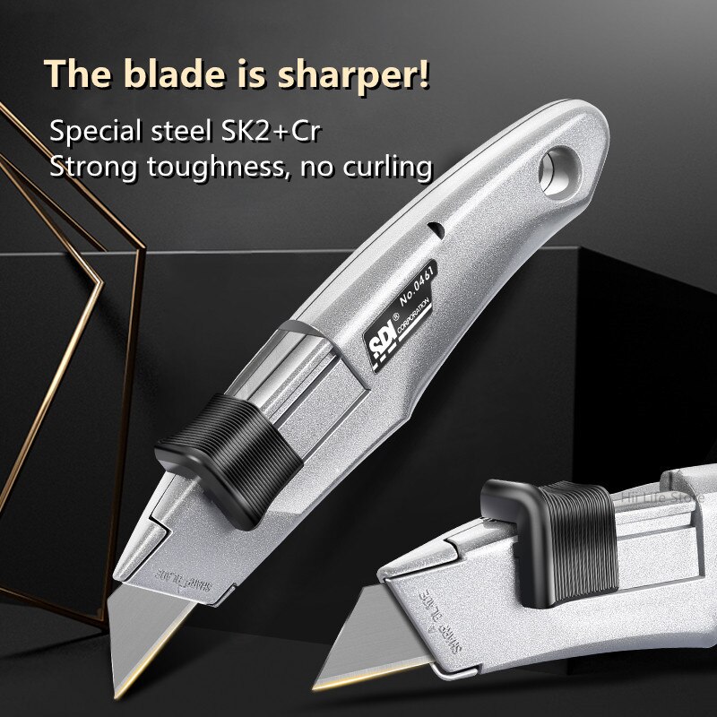 SDI Utility Knife Metal Carpet Knife Trapezoidal Blade Carpet Cutting Special Heavy-Duty Zinc Alloy Sheet Leather Cutting Knife