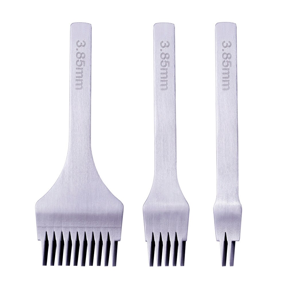 White Steel Stitching Lacing Punch Chisel Oblique Flat Cut Gear Pitch Tool Polished Prongs Leather Craft Hole Puncher Pitch Tool: 3.85mm
