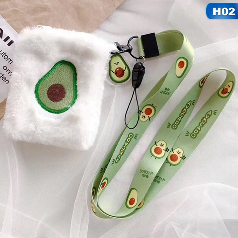 Tecknad söt broderi bärbar hörlursfodral mjuk plysch avokado förvaring resväska dragkedja påse för airpods förvaringsväska: H02