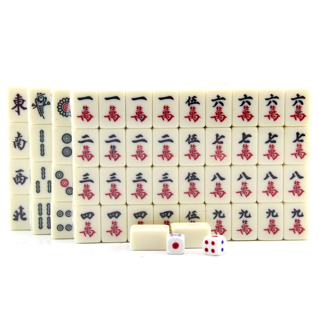 Protable Traditional Chinese Standard Mahjong Travel Game Set 144 Tiles White