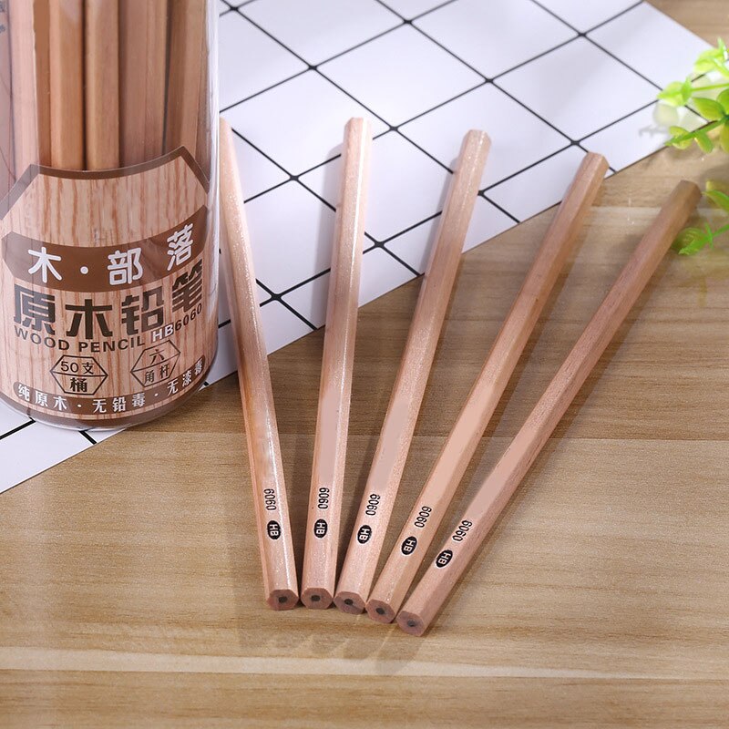 Lápiz estándar 2H/2B/HB, 50 Uds., lápiz de agarre Triangular, lápiz de madera natural para dibujo de bocetos a mano,