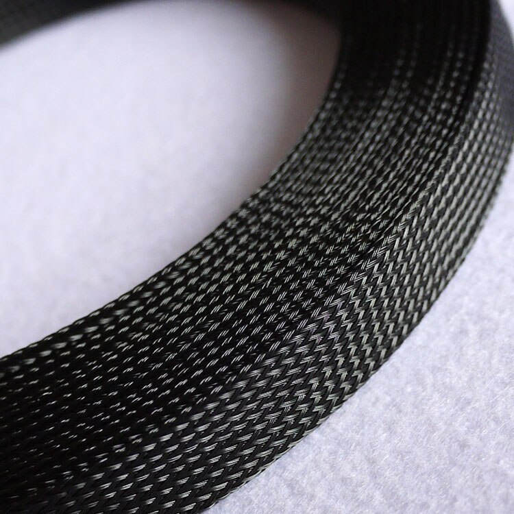 50Mm Zwart Gevlochten Pet Expandable Sleeving Strakke Hoge Dichtheid Geïsoleerde Kabel Bescherming Uitbreidbaar Lijn Schede