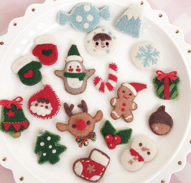 Kit de biscuits pour l'arbre de noël | Laine à aiguilles, feutre aiguille, broche de feutrage, artisanat brodé à la main, bricolage