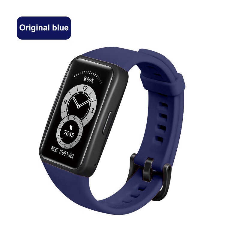Band Voor Huawei Horloge Band 6 Voor Huawei Smart Horloge Armband 6 Band Met Tpu Zachte Beschermhoes Full Screen protector Case: Original Blue Strap