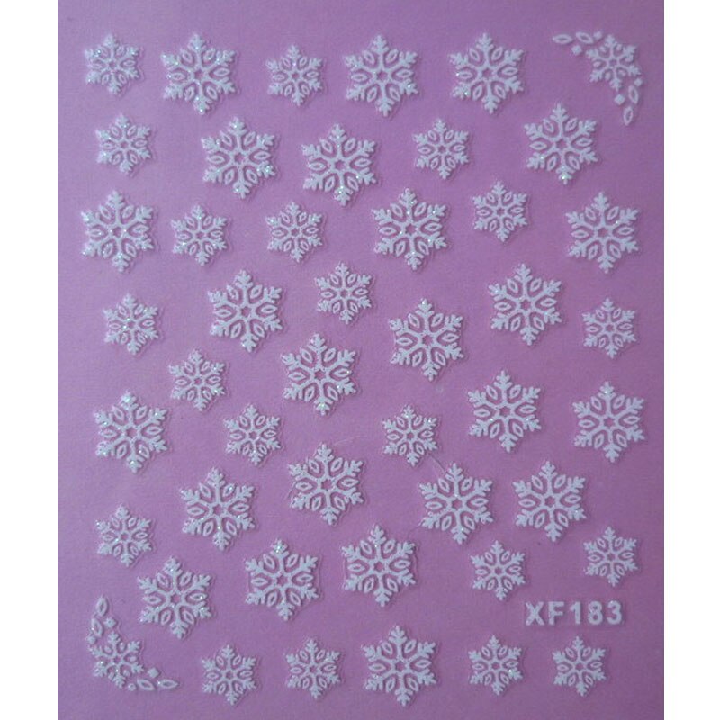 Wit 3D Sneeuwvlok Water Transfer Nails Art Sticker Lady Vrouwen Manicure Gereedschap Nail Decoratie Decals