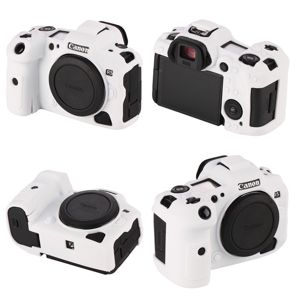 Gummisilikonfodral kroppsskydd skydd ramskal för canon eos  r5 r6 eosr 5 eosr 6 spegellös kamera: R5 vita