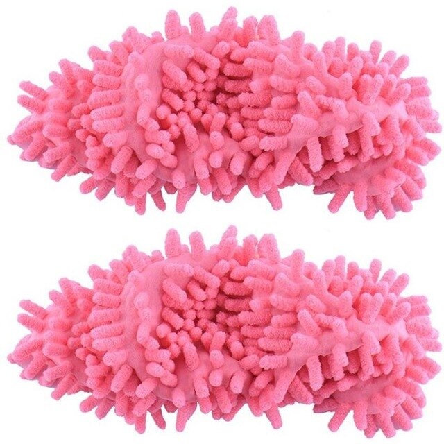 1 paire de serpillères de nettoyage pour pantoufles, nettoyeur de pieds, dépoussiérage du sol, couvre-chaussures paresseux, outils de nettoyage pratiques en microfibre pour la maison: Rose